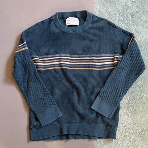 REI Co-op Textured Crewneck Sweater in Forest Green with Stripes